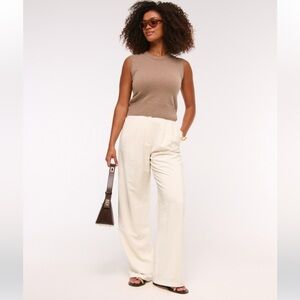 Curve Love A&F Sloan Tailored Wide Leg Pants, Off-White Cream, 29 /8T